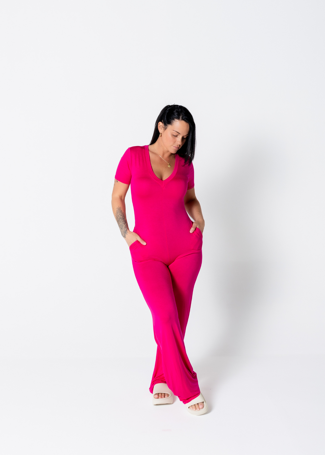 Feelin' Fine Jumpsuit | Fuchsia