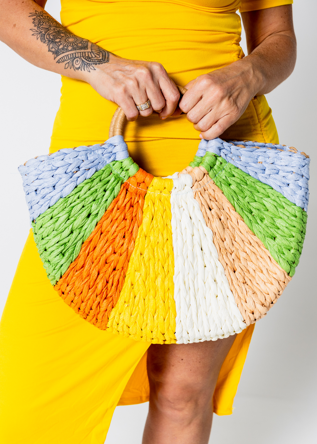 Rattan Color-block Bag