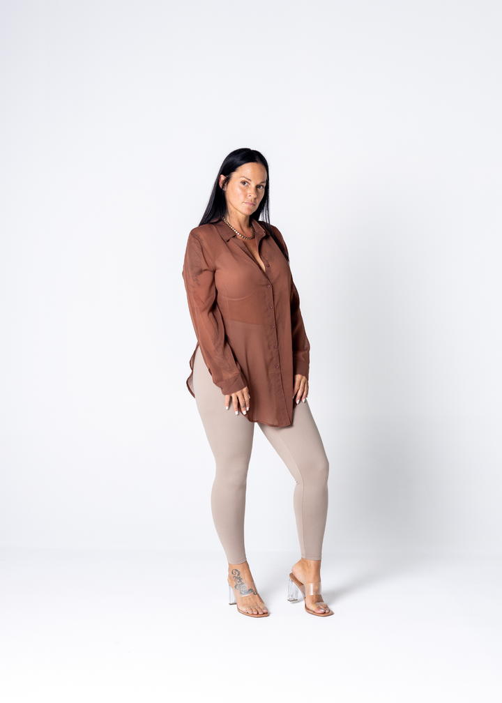See Right Through You Button Down "Chocolate"