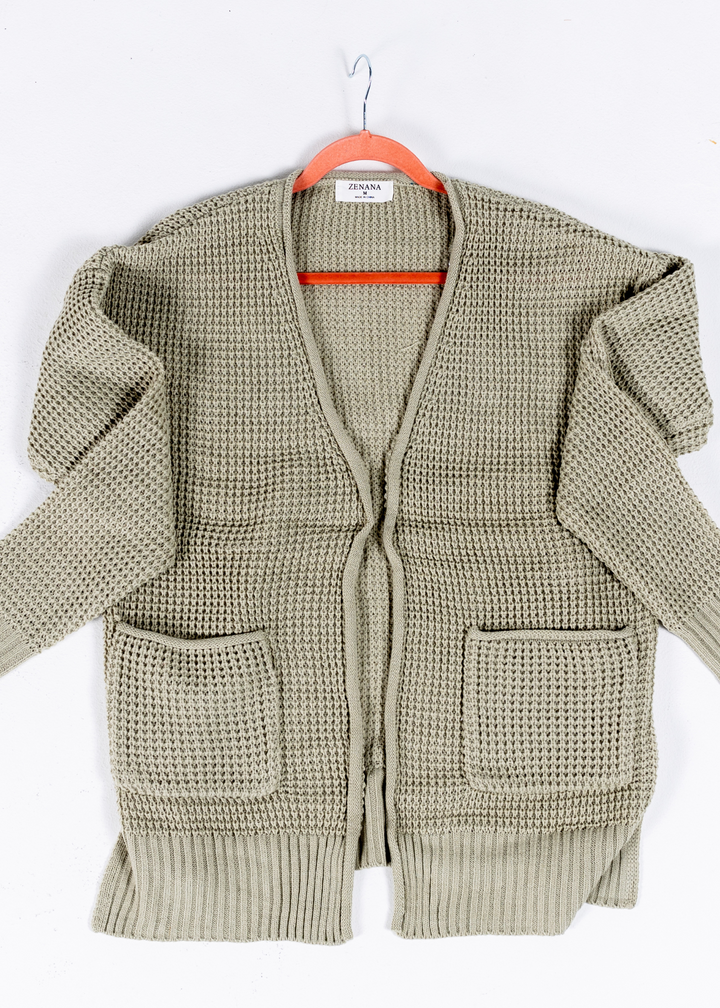 Keeping It Cozy Cardigan "Light Sage"