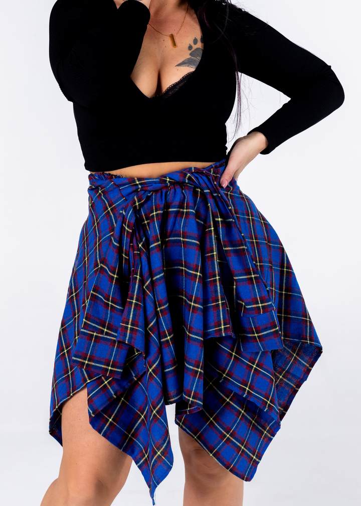 Plaid Around Skirt "Blue"