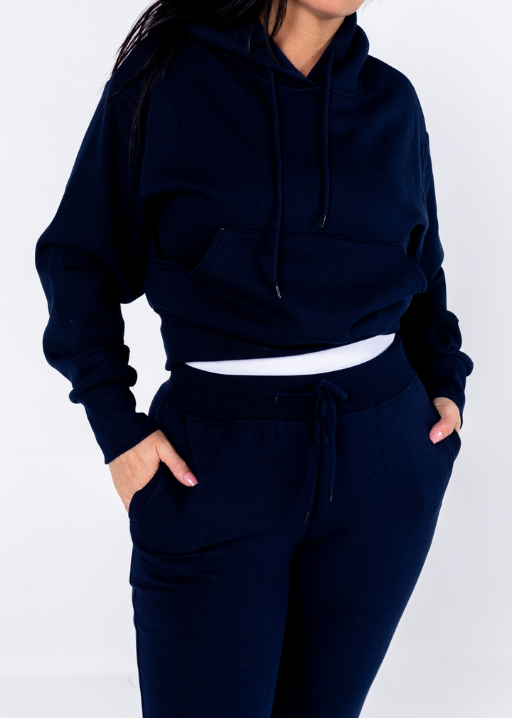 Real Chill Crop Pullover Hoodie "Deep Navy"