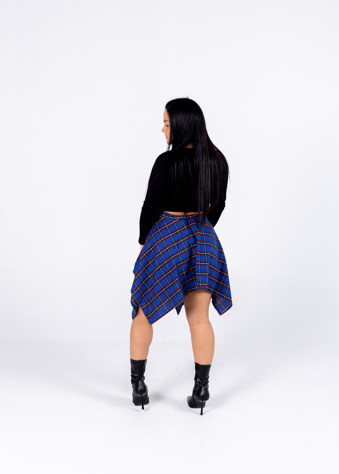 Plaid Around Skirt "Blue"