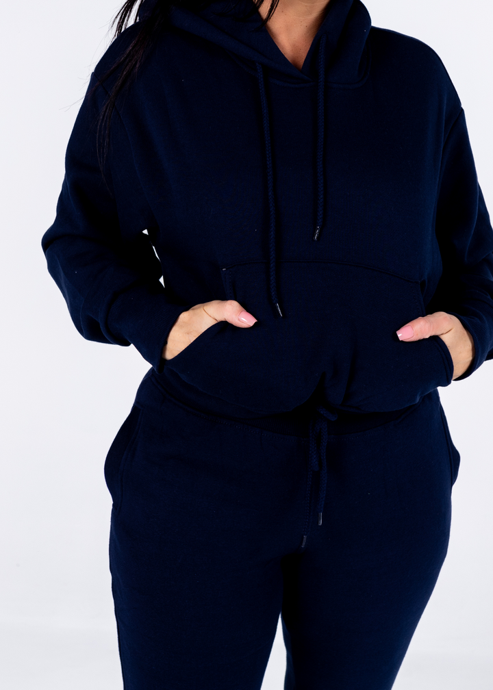 Real Chill Crop Pullover Hoodie "Deep Navy"