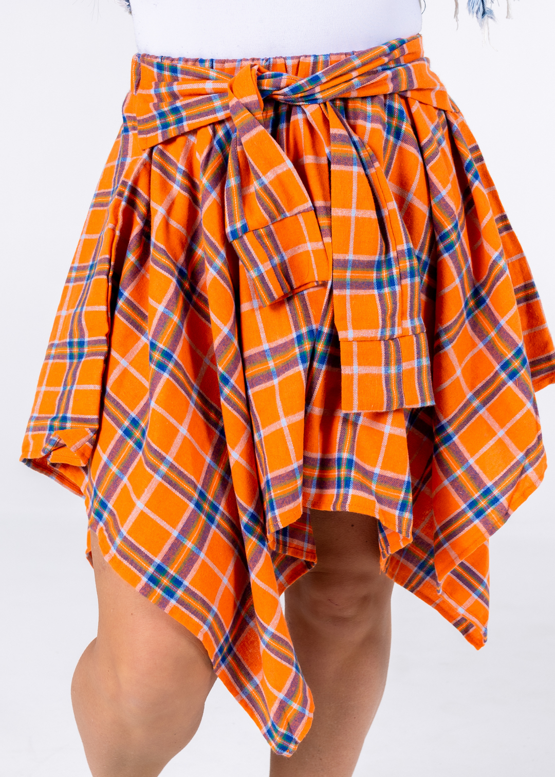 Plaid Around Skirt "Orange"