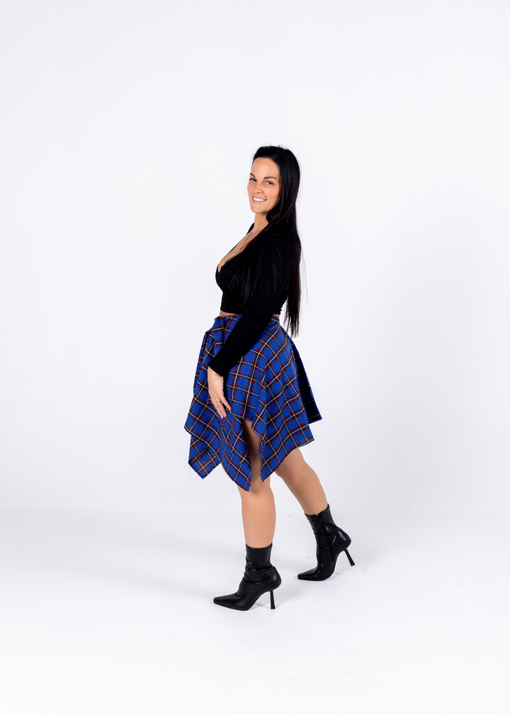 Plaid Around Skirt "Blue"