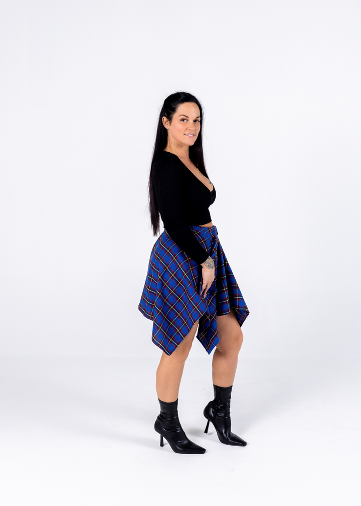Plaid Around Skirt "Blue"