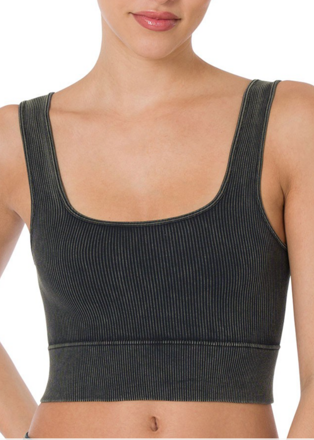 Washed Cropped Top "Ash Black"